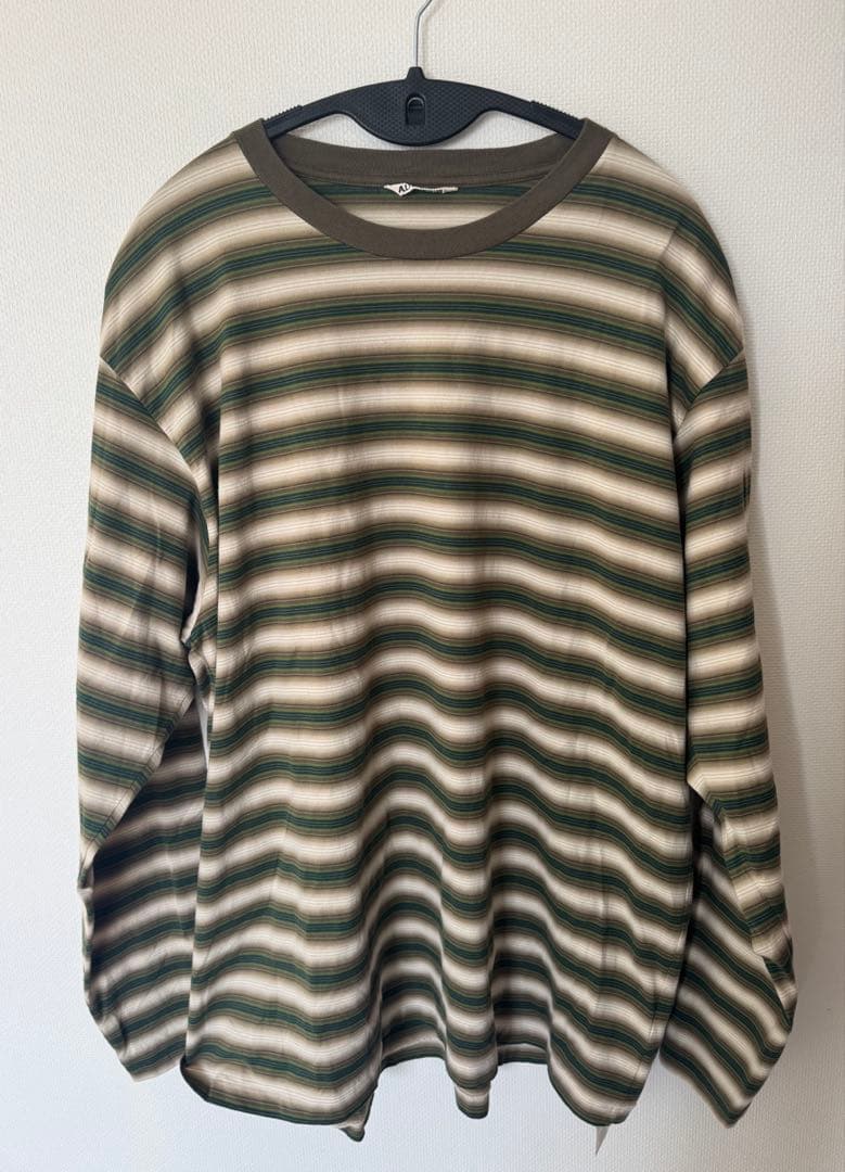 トップス AURALEE GRADIENT STRIPE JERSEY L/S TEE