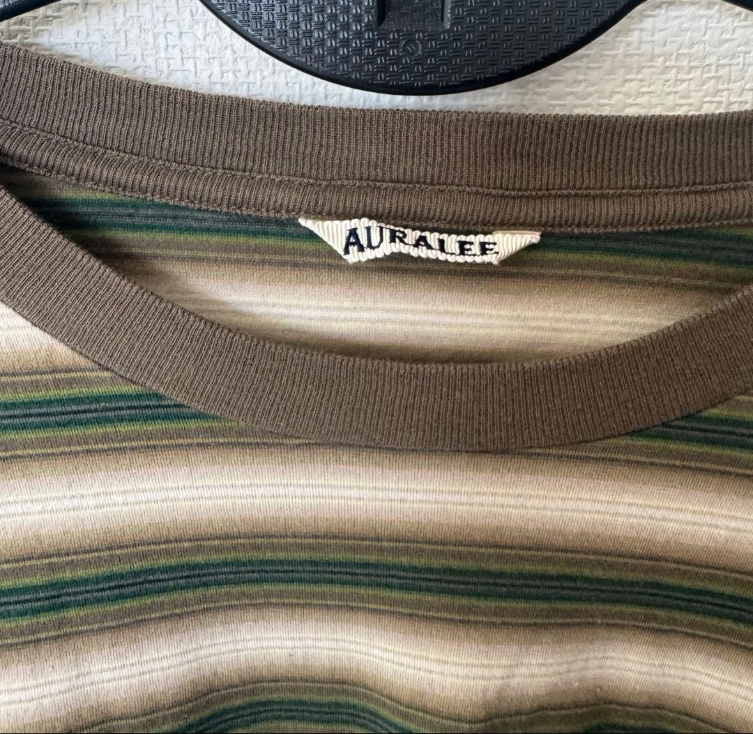 トップス AURALEE GRADIENT STRIPE JERSEY L/S TEE