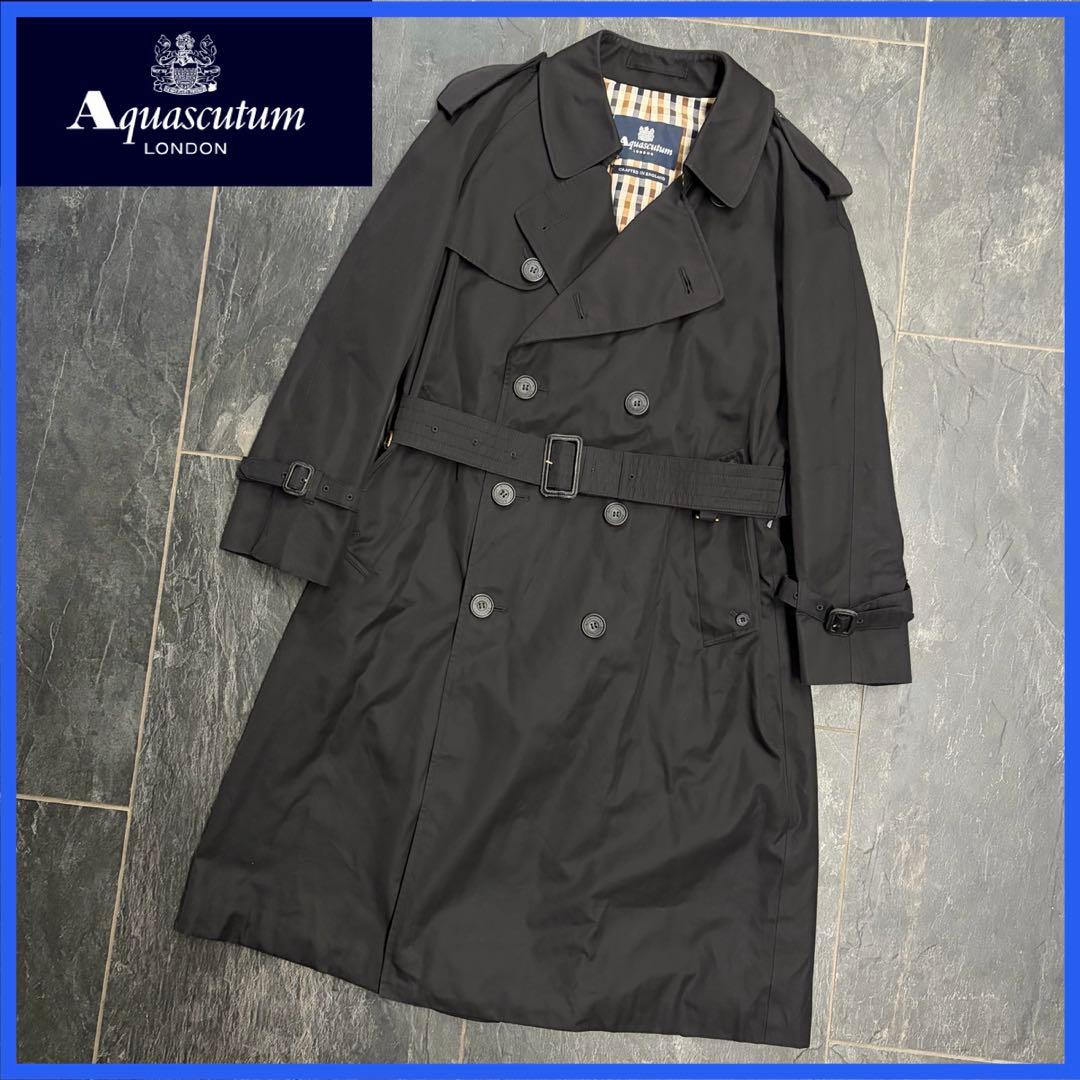 【美品】Aquascutum メンズ　トレンチコート　NewAqua5 ブラック