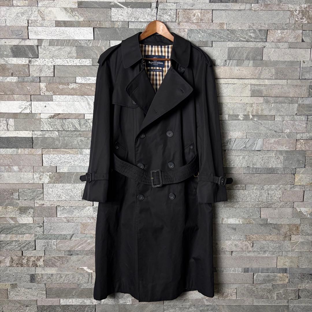 【美品】Aquascutum メンズ　トレンチコート　NewAqua5 ブラック