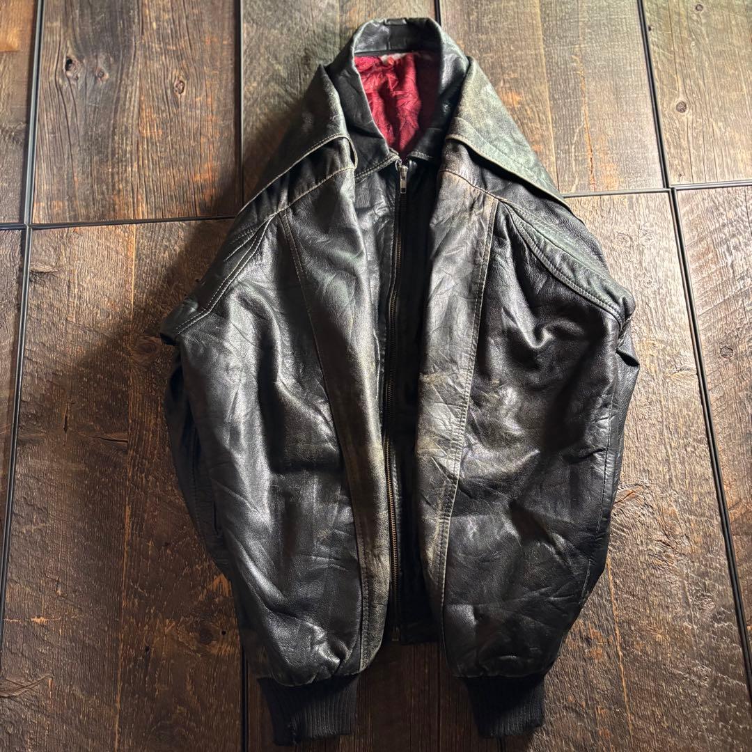 古着　本革A2ボンバージャケット　フライトジャケット　グランジグランパコアXL.
