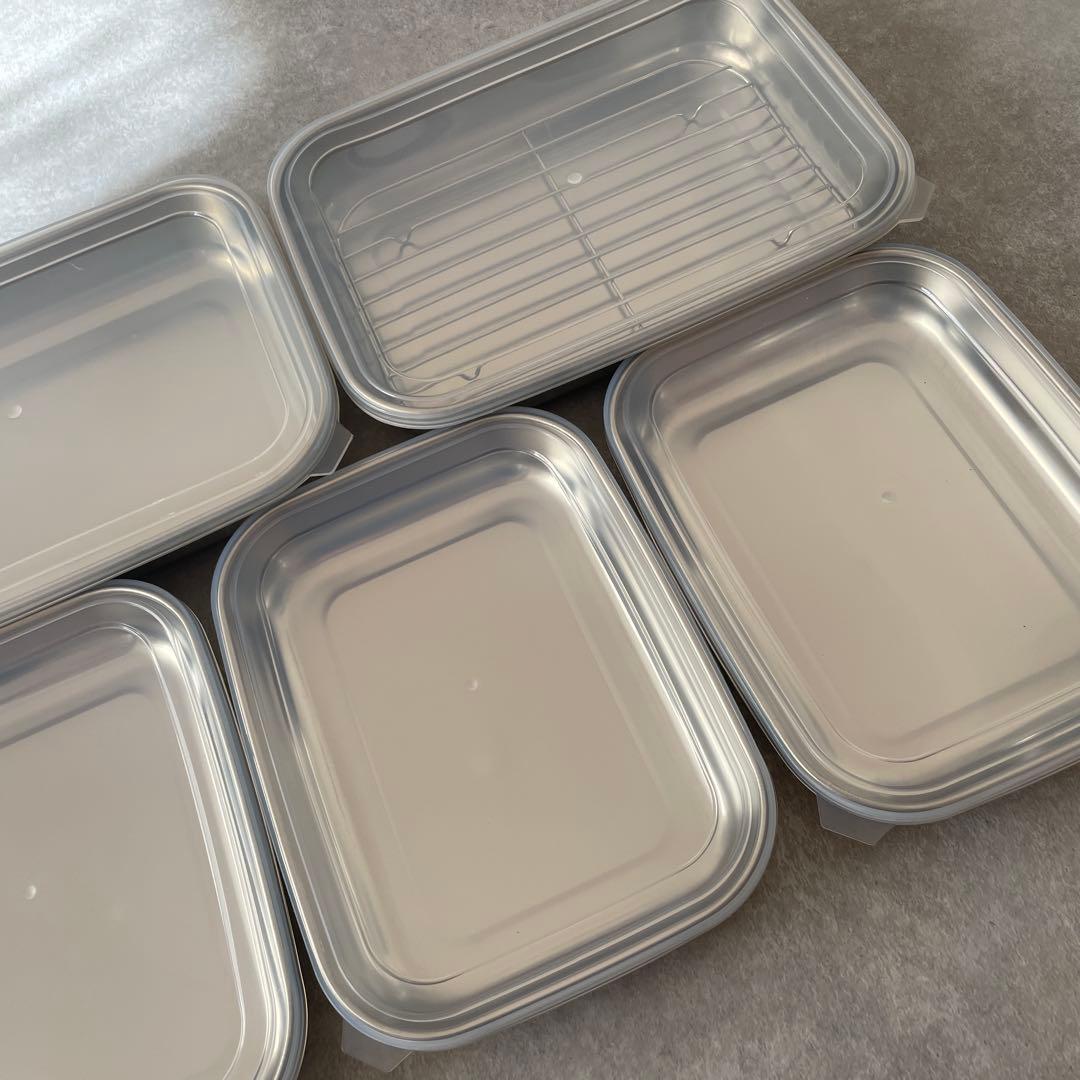新品未使用 燕三条 蓋付きステンレスバット 5個セット
