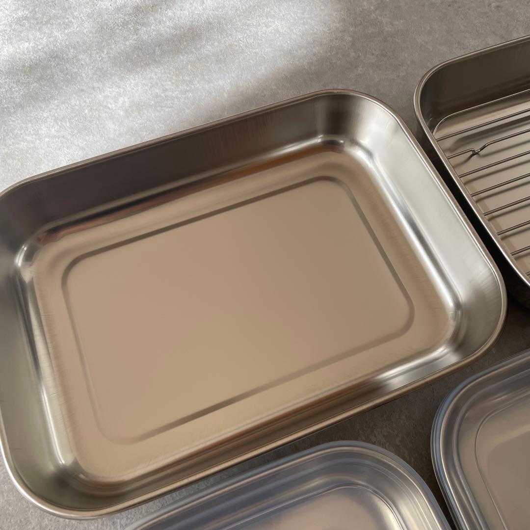 新品未使用 燕三条 蓋付きステンレスバット 5個セット