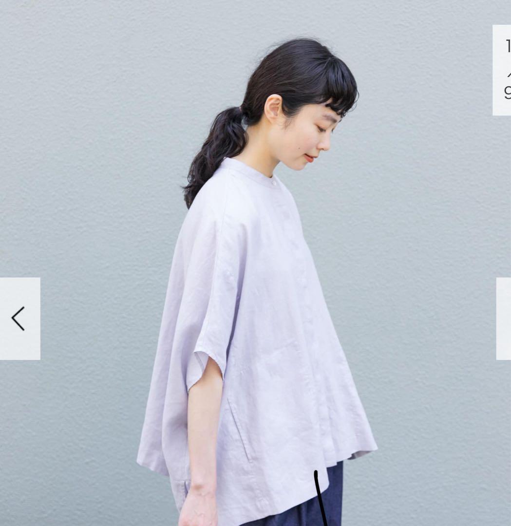 かぐれ リネンスクエアケープシャツ　パープル