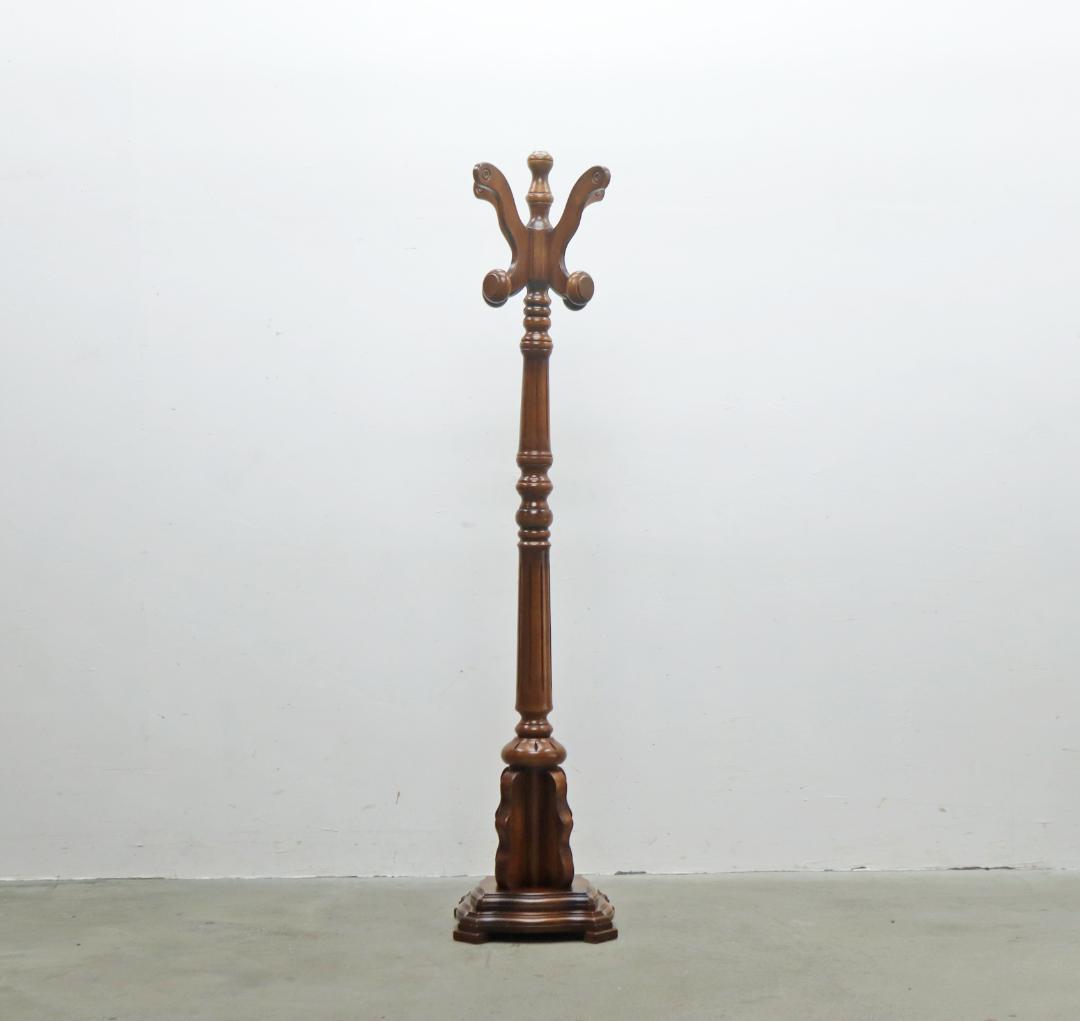 クラシカル ビーチ材 コートスタンド ハンガー ラック 帽子掛け 玄関 収納