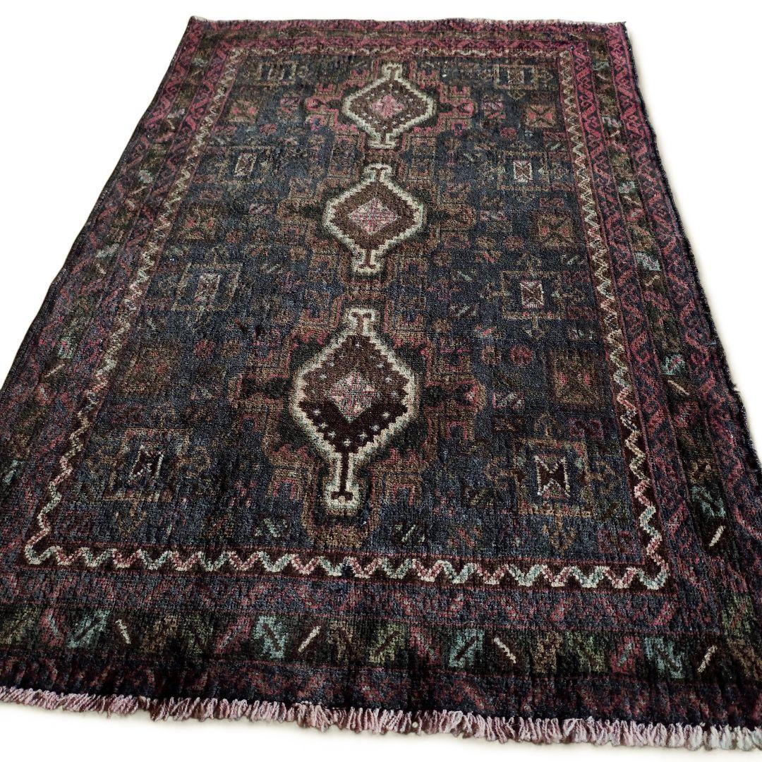 【ヴィンテージ】 経年変化の美しい バルーチ ラグ カーペット トライバル 絨毯