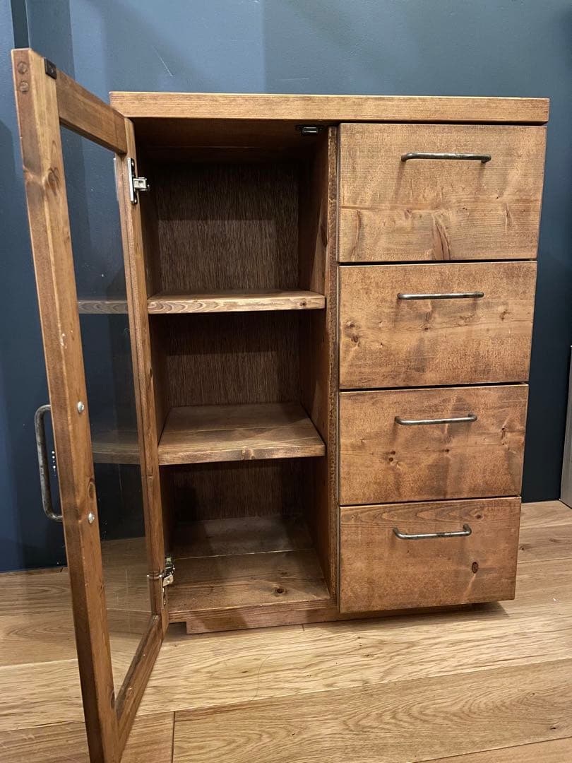 NEALD 無垢カップボード キャビネット ブラウン