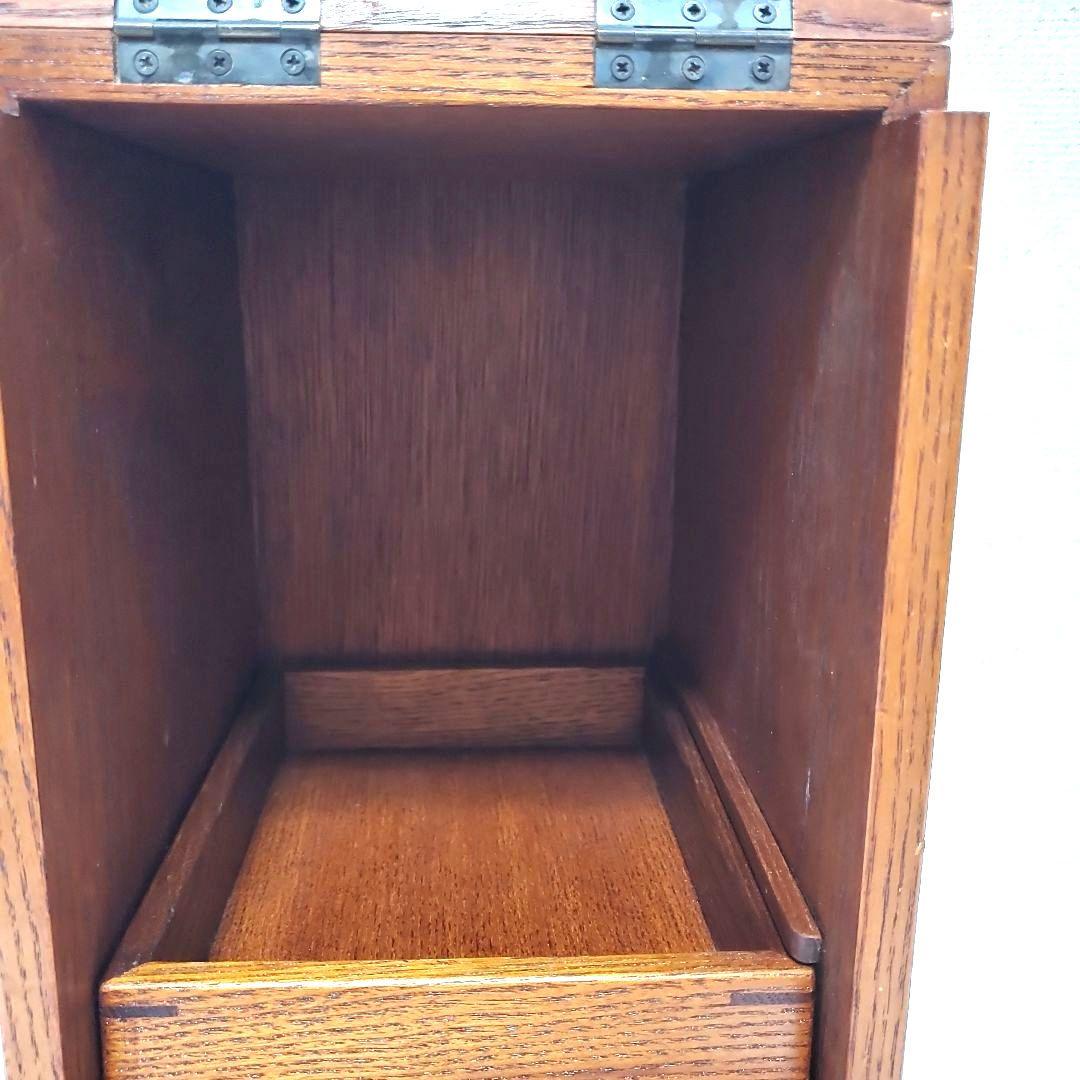 【高級木工】江戸指物 箱鏡台 キハダ材 桑材 網代編み模様 昭和レトロ