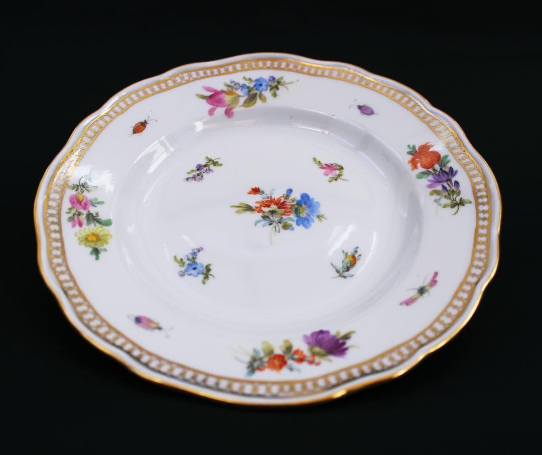 【美品】 マイセン プレート 花 昆虫 Gカンテ フラワーブーケ アンティーク