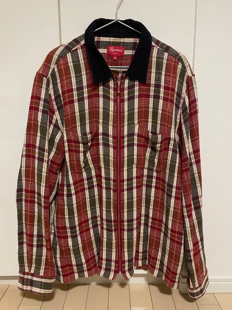 シュプリーム　Plaid Thermal Zip Up Shirt
