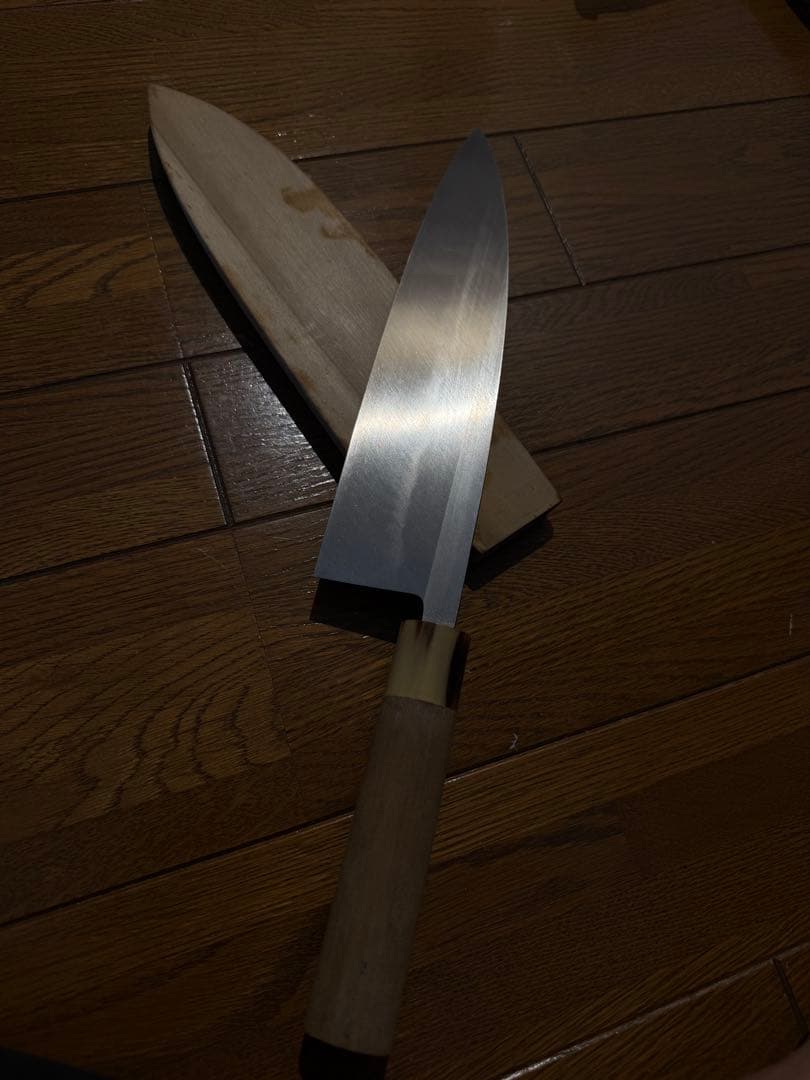 堺忠光作　出刃包丁　本焼　刃文素晴らしい　刃渡り25cm