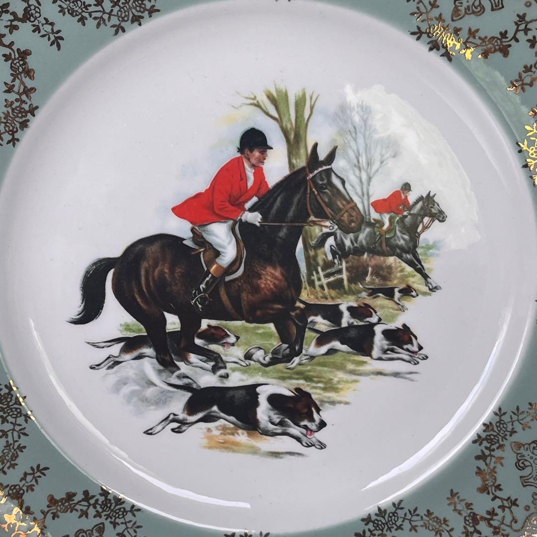 【レア美品】英国製　Liverpool Road★ハンティングシーン★飾り皿　①