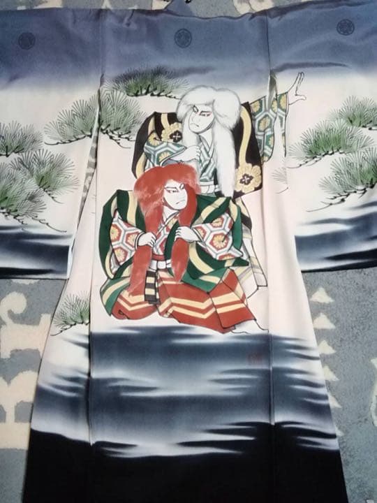 男の子用・レトロ・3歳向け・お宮参り・手書き・落款入り正絹のお着物・長襦袢付き