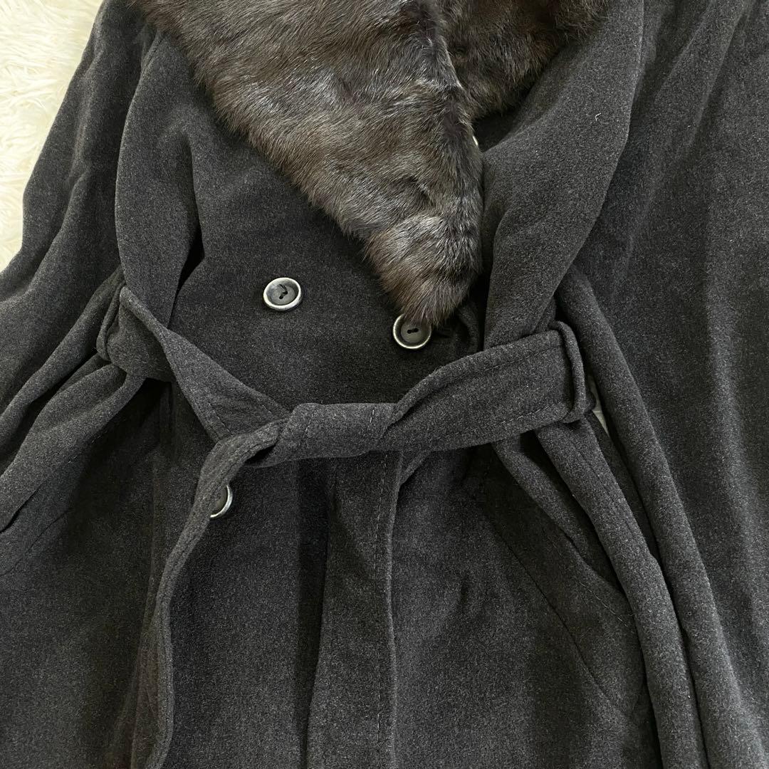 【極美品】デルバ ベルテッドコート マキシ リアルファー アンゴラ カシミア