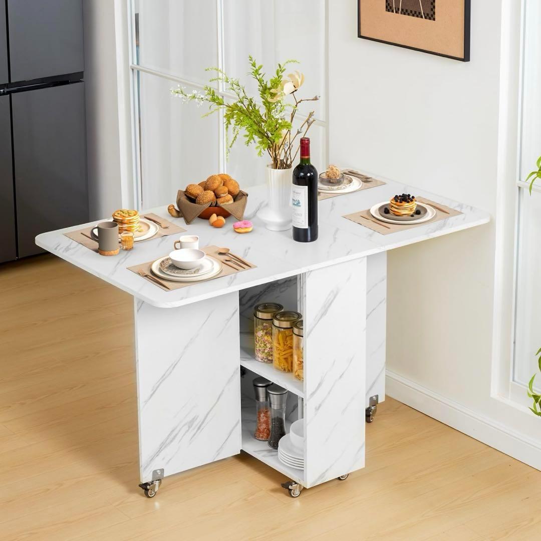 折りたたみダイニングテーブル 万能ドロップリーフダイニングテーブル ロック可能