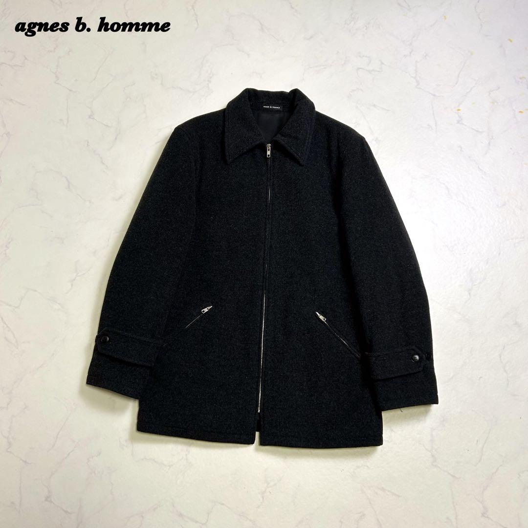 【フランス製】美品 アニエスベーオム ウール ハーフコート 八の字 サンライズ期