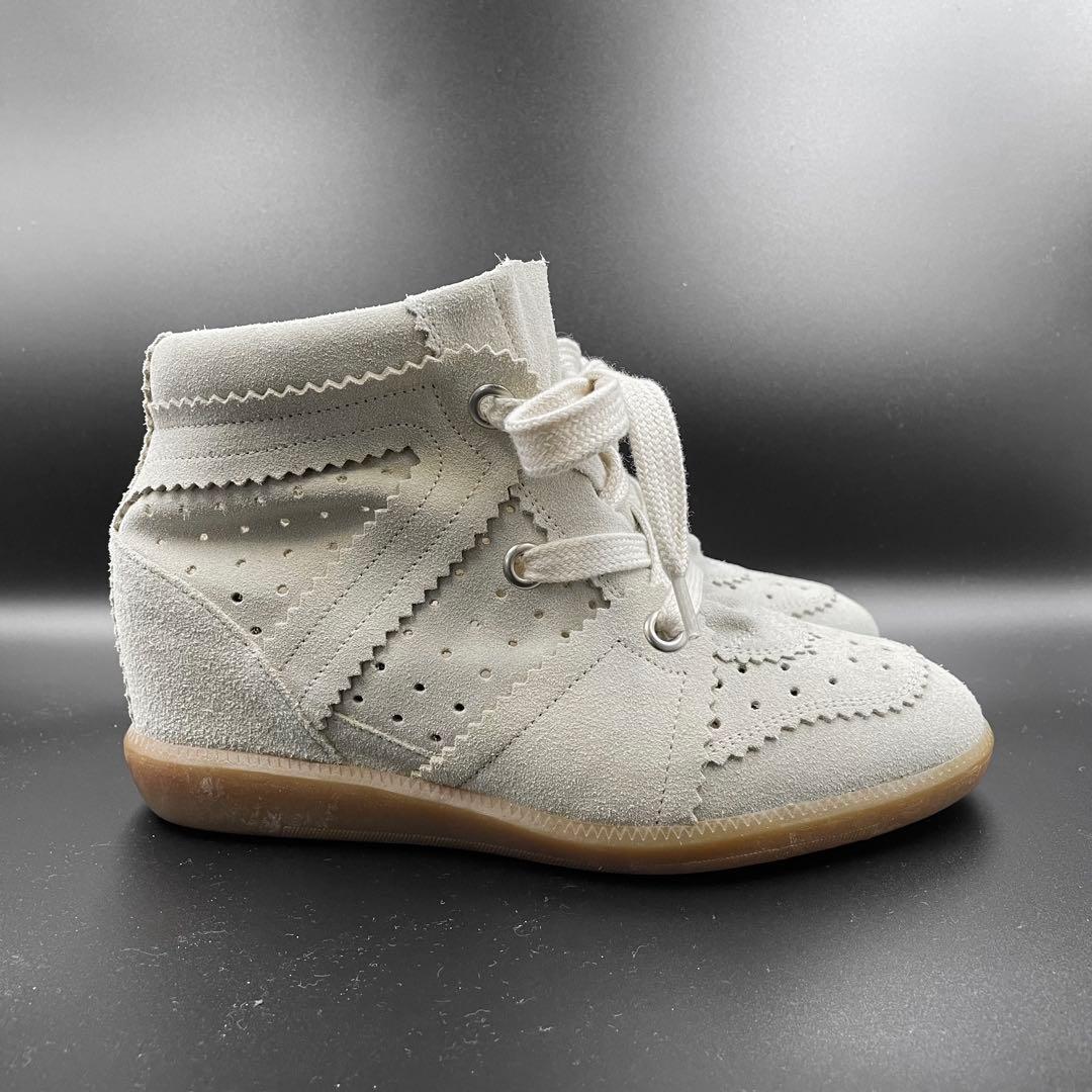 《未使用品》イザベルマラン ハイカット スニーカー スエード レザー 白系 37