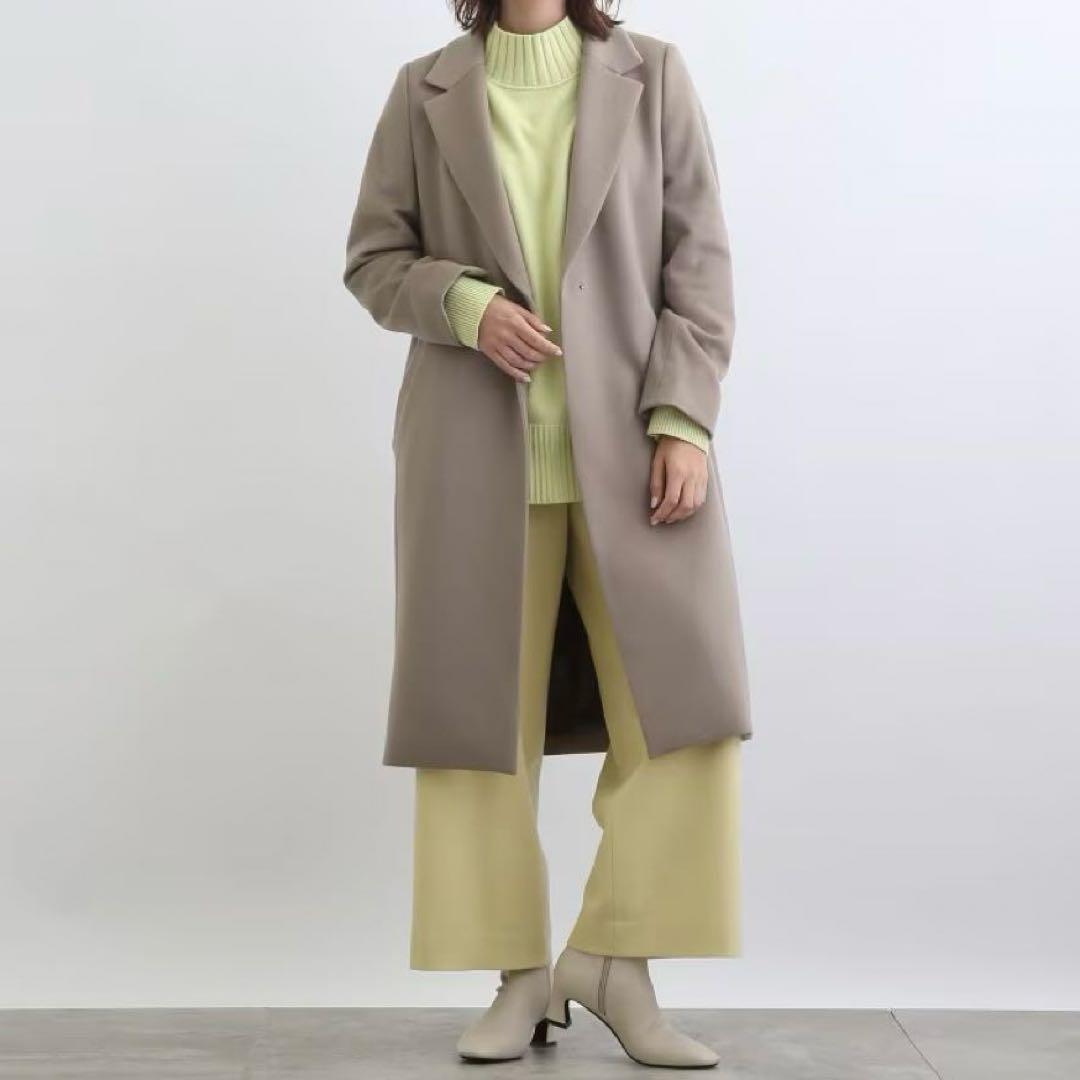 【新品タグ付き】INDIVI ウール100%チェスターコート ロング 15号