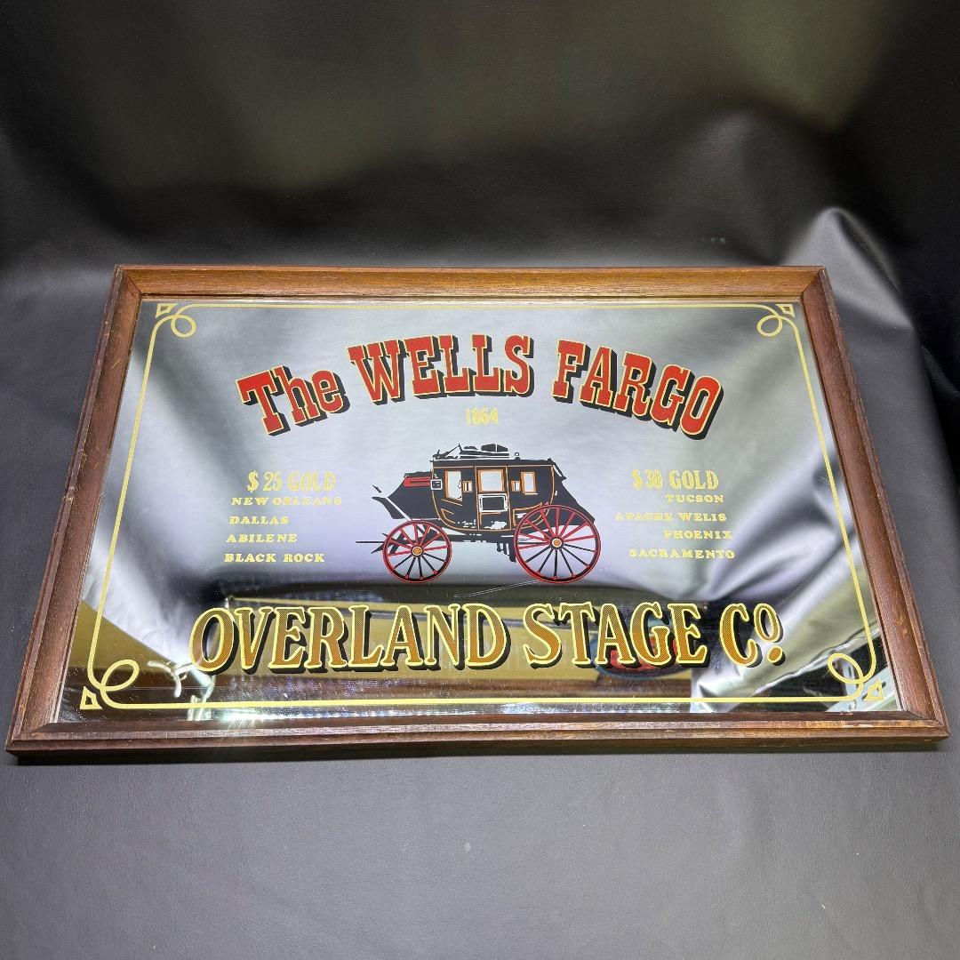 ◉※後右1007 ビンテージ パブミラー The WELLS FARGO社