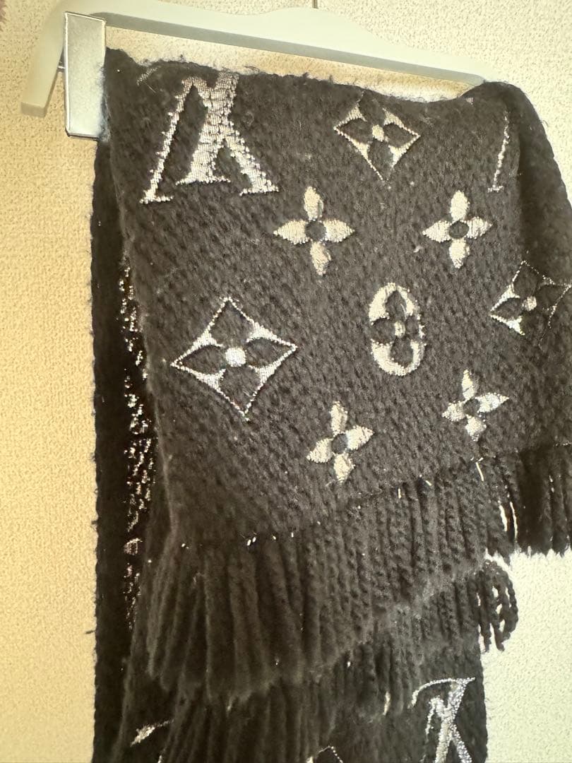 専用ルイヴィトン☆ニットマフラー ロゴ入り フリンジ付き