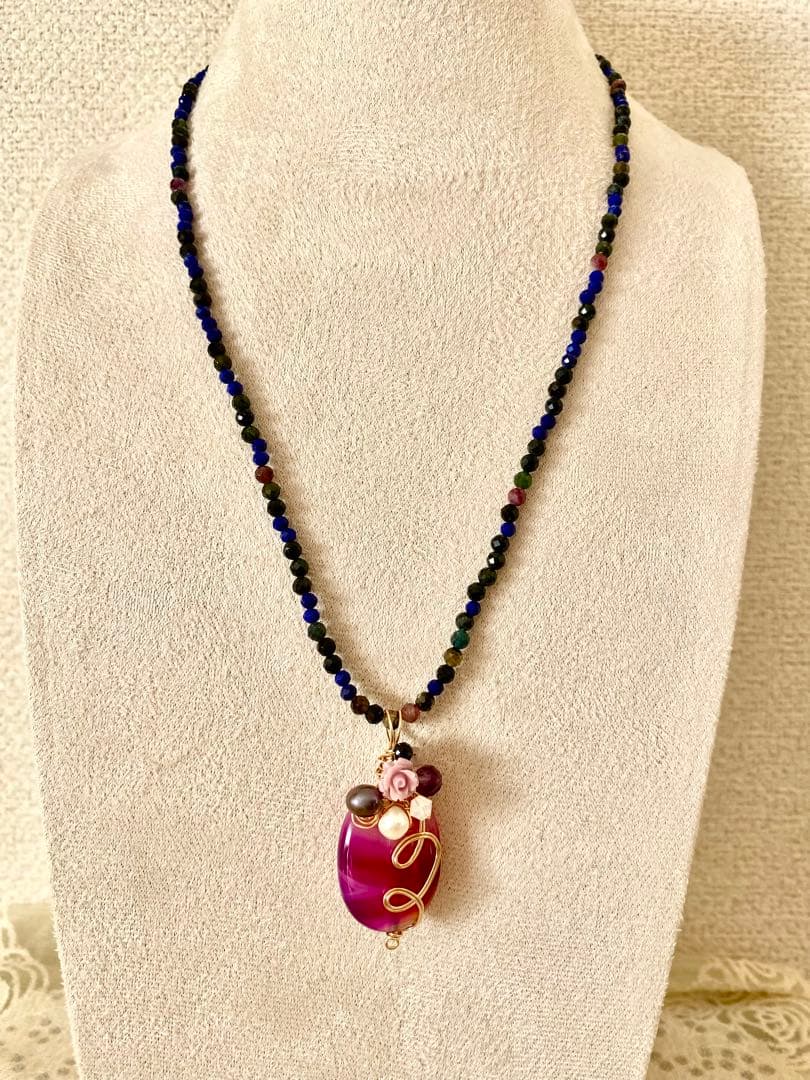 天然石ラッピングネックレス